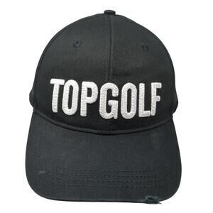 Top Golf Snapback Cap Black One Size Adjustable Embroidered Distressed 6 Panel